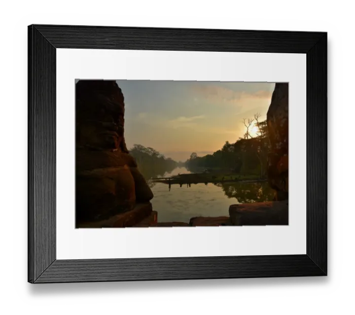Framed Print : Southgate moat at sunrise with statues Angkor Siem Reap Cambodia Framed Print : Southgate moat at sunrise with statues Angkor Siem Reap Cambodia