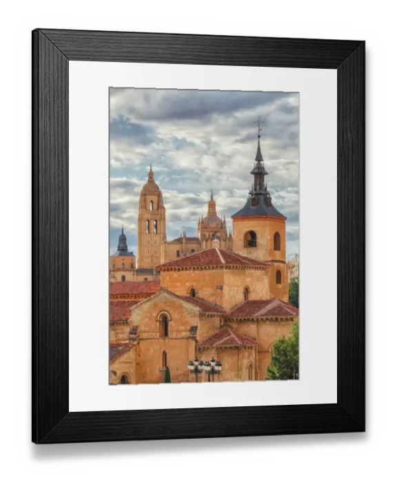 Framed Print : A view of the Church of San Millan and the Segovia Cathedral in the background