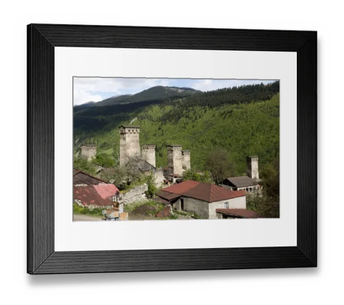 Framed Print : Typical Svanetian tower in Mestia of Georgia Framed Print : Typical Svanetian tower in Mestia of Georgia