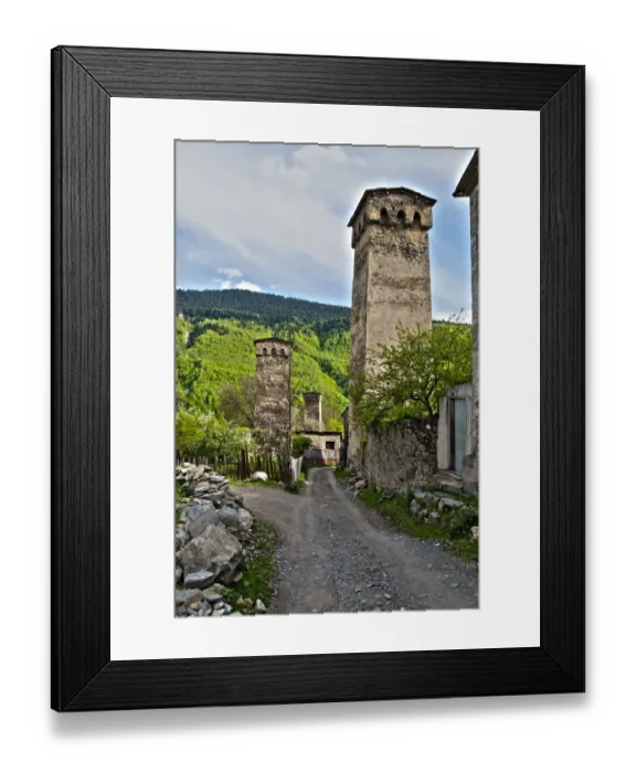 Framed Print : Typical Svanetian tower in Mestia of Georgia Framed Print : Typical Svanetian tower in Mestia of Georgia