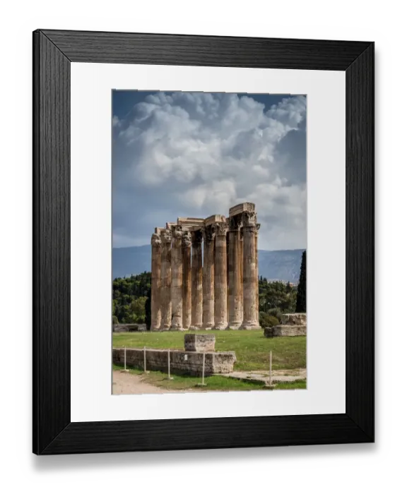 Framed Print : Elevated view of the Temple of Olympian Zeus colossal ruined temple in central Athens Framed Print : Elevated view of the Temple of Olympian Zeus colossal ruined temple in central Athens