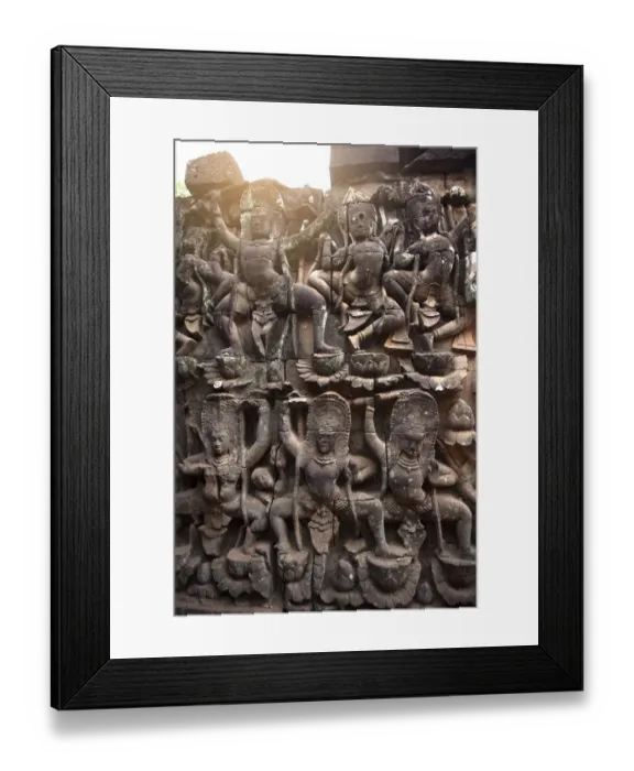 Framed Print : Ramayana and buddha carving face of bayon temple the poppular temple angkor thom Framed Print : Ramayana and buddha carving face of bayon temple the poppular temple angkor thom