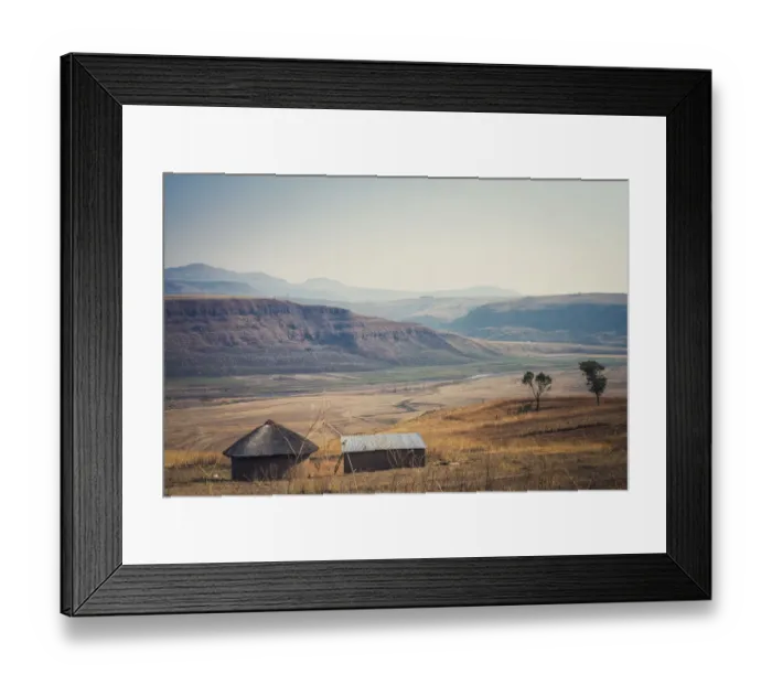 Framed Print : The zulu villages in Drakensberg land, near Cathedral Peak