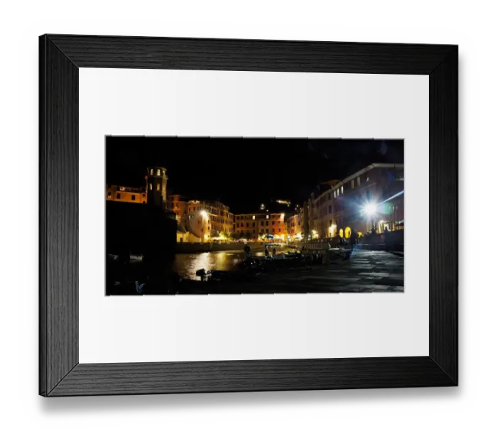 Framed Print : Night Panorama View Of Vernazza, Cinque Terre National Park, Liguria Region, Northern Italy