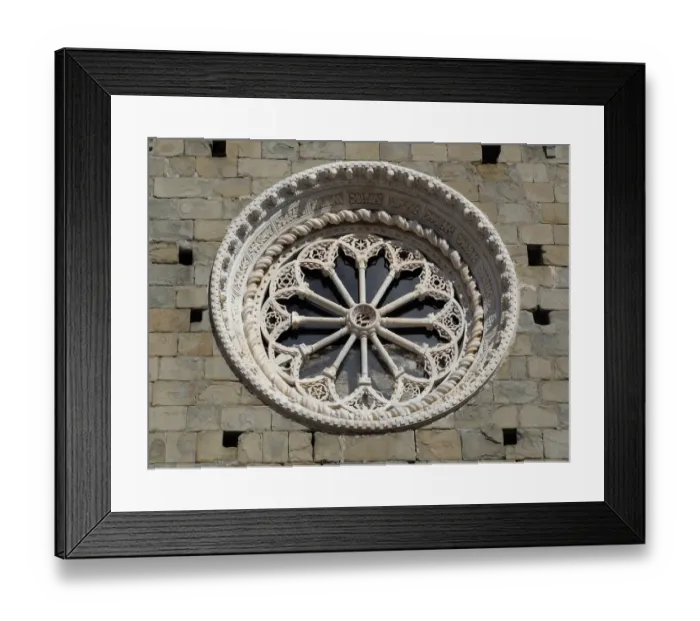 Framed Print : Rose Window, Main Facade Of Saint Peter Church, Corniglia, Cinque Terre National Park, Italy Framed Print : Rose Window, Main Facade Of Saint Peter Church, Corniglia, Cinque Terre National Park, Italy