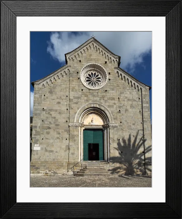 Framed Print : Gothic Style Facade Of Saint Peters Church, Corniglia, Cinque Terre National Park, Northern Italy Framed Print : Gothic Style Facade Of Saint Peters Church, Corniglia, Cinque Terre National Park, Northern Italy