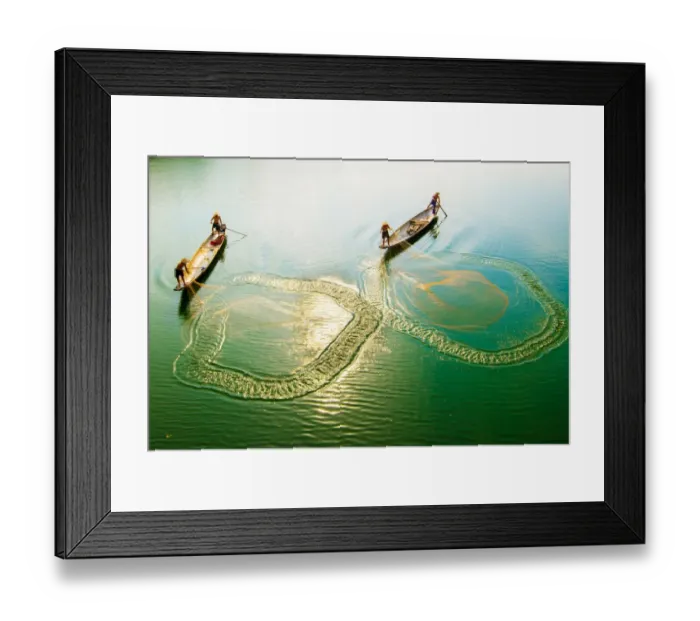 Framed Print : Fishing men on boat in river in Hue, Vietnam Framed Print : Fishing men on boat in river in Hue, Vietnam