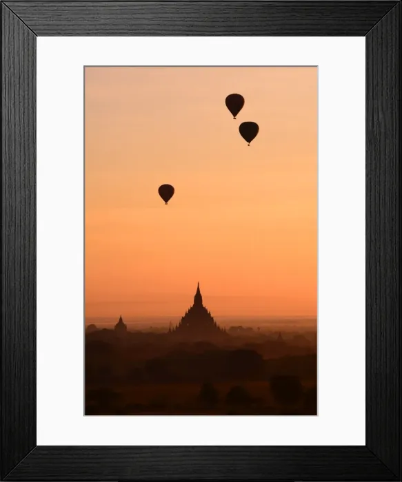 Framed Print : Balloons flying over Bagan, Myanmar Framed Print : Balloons flying over Bagan, Myanmar