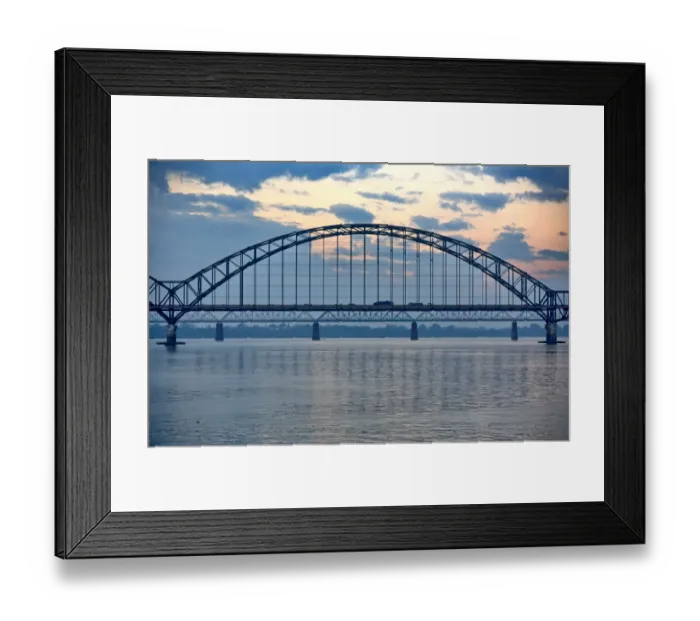 Framed Print : Irrawaddy bridge at sunset with reflection sky Myanmar Asia Framed Print : Irrawaddy bridge at sunset with reflection sky Myanmar Asia