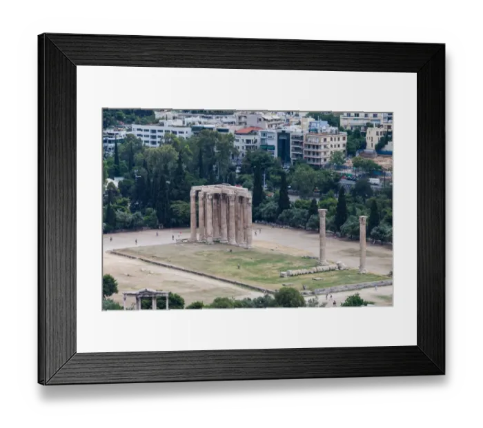 Framed Print : Elevated view of the Temple of Olympian Zeus colossal ruined temple in central Athens Framed Print : Elevated view of the Temple of Olympian Zeus colossal ruined temple in central Athens