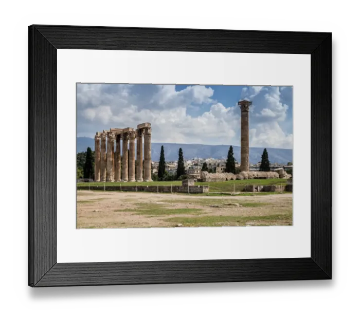 Framed Print : Elevated view of the Temple of Olympian Zeus colossal ruined temple in central Athens Framed Print : Elevated view of the Temple of Olympian Zeus colossal ruined temple in central Athens