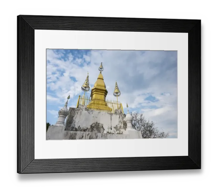 Framed Print : Laos, Luang Prabang, That Chomsi Stupa, Mount Phu Si (Phousi)