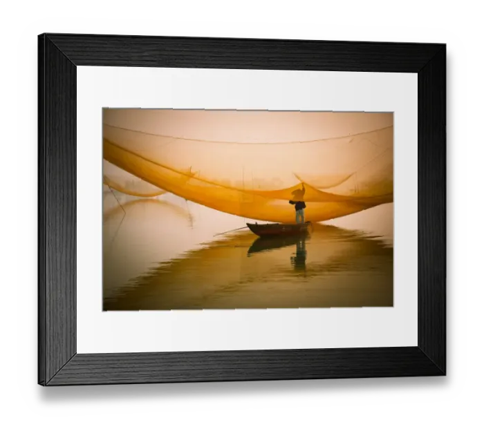 Framed Print : fisher man check his nets in early morning on river Framed Print : fisher man check his nets in early morning on river