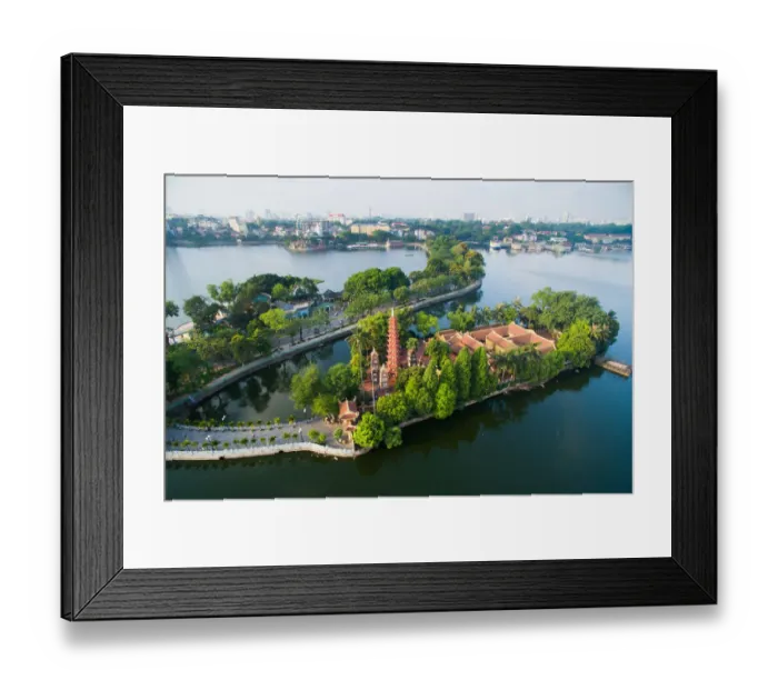 Framed Print : Tran Quoc pagoda in early morning from highview