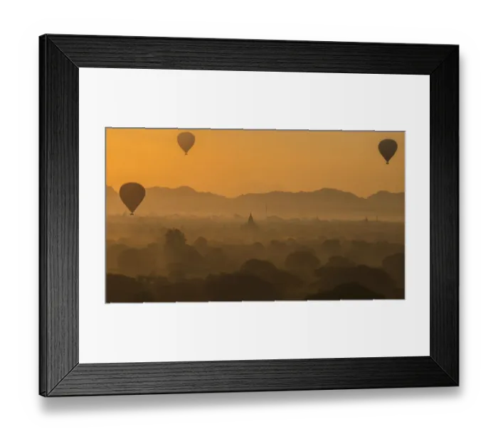 Framed Print : Balloons flying over Bagan, Myanmar Framed Print : Balloons flying over Bagan, Myanmar