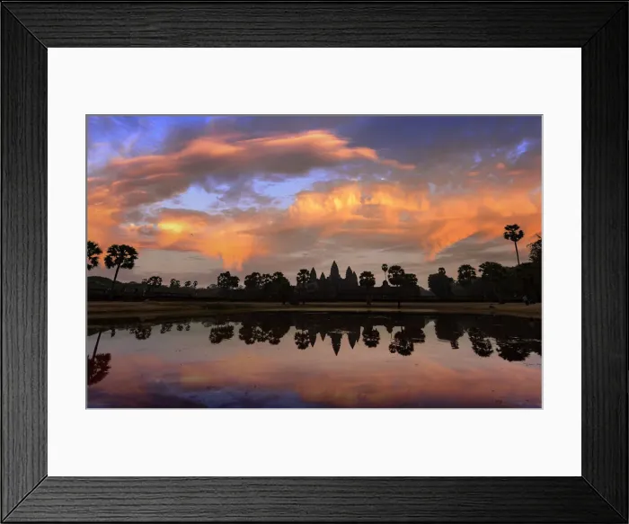 Framed Print : dramatic sunrise sky over angkor wat complex siemreap Framed Print : dramatic sunrise sky over angkor wat complex siemreap