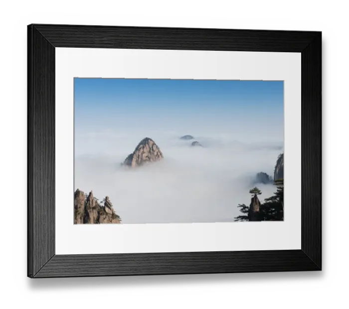 Framed Print : Monkey watch sea cloud, Mt. Huangshan in Anhui, China Framed Print : Monkey watch sea cloud, Mt. Huangshan in Anhui, China