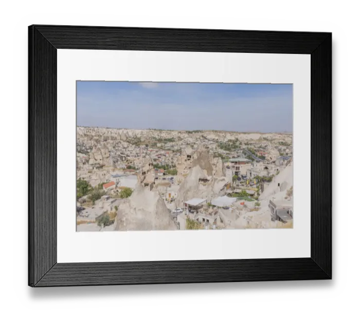 Framed Print : Ancient town and a castle of Uchisar dug from a mountains Framed Print : Ancient town and a castle of Uchisar dug from a mountains