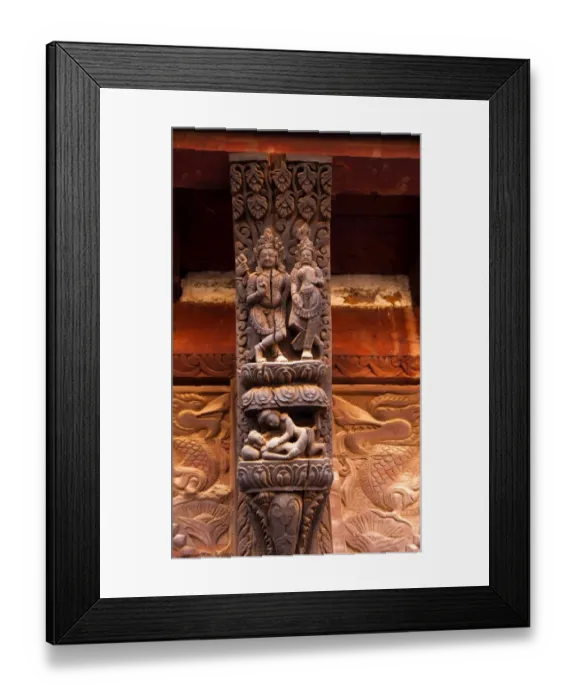 Framed Print : Erotic Wood Carvings, Pashupatinath Temple, Bhaktapur, Nepal