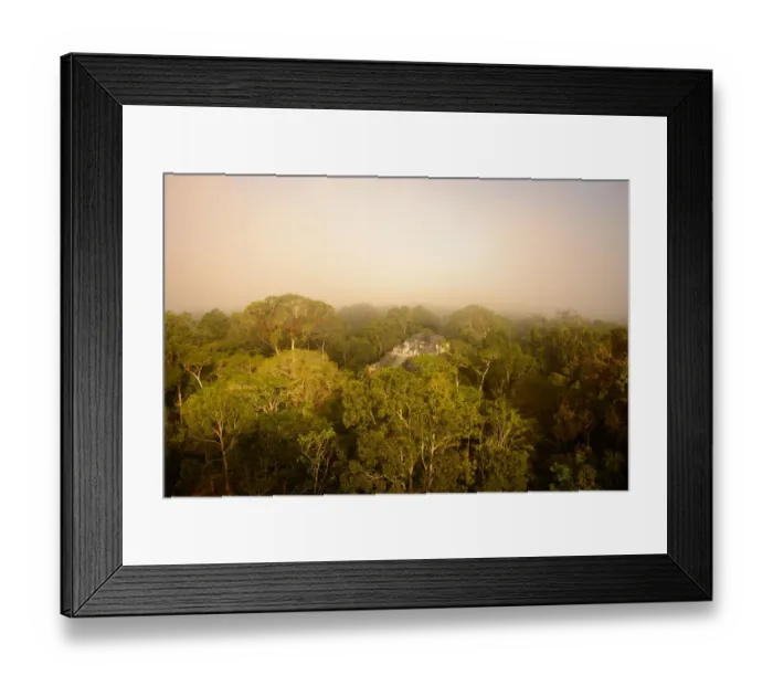Framed Print : Tikal temple mist Framed Print : Tikal temple mist