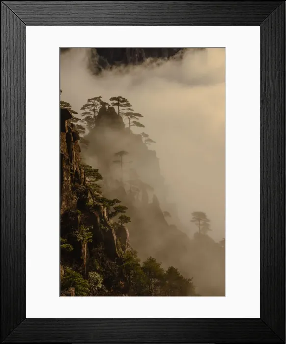 Framed Print : Hill mist. Huangshan mountain scenery in Anhui province, China Framed Print : Hill mist. Huangshan mountain scenery in Anhui province, China