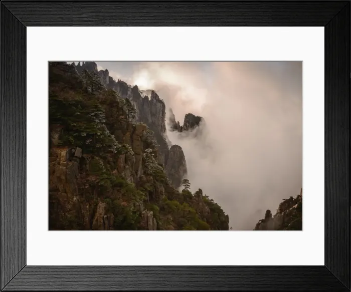 Framed Print : Yellow mountain cliffside Framed Print : Yellow mountain cliffside