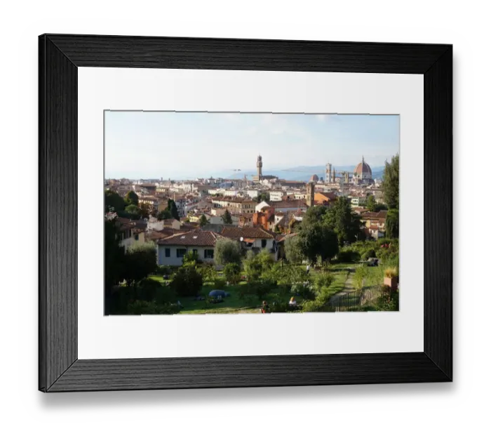 Framed Print : Old city of Florence and Rose Garden, Italy Framed Print : Old city of Florence and Rose Garden, Italy