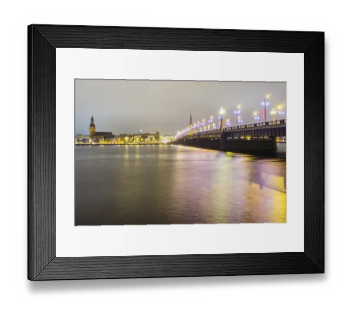 Framed Print : Old Riga skyline at night and Akmens bridge over Daugava river. Riga, Latvia Framed Print : Old Riga skyline at night and Akmens bridge over Daugava river. Riga, Latvia