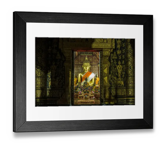 Framed Print : Buddha statue in Wat Xieng Thong, Buddhist temple in Luang Prabang World Heritage, Laos Framed Print : Buddha statue in Wat Xieng Thong, Buddhist temple in Luang Prabang World Heritage, Laos