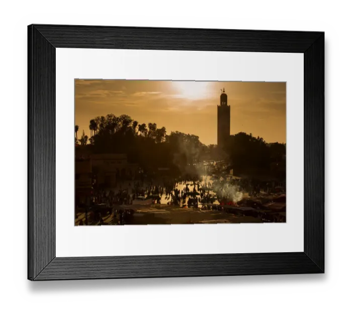 Framed Print : Jamaa el Fna (also Jemaa el-Fnaa, Djema el-Fna or Djemaa el-Fnaa) is a square and market place in Marrakeshs medina quarter (old city) with Koutubia in background. Marrakesh, Morocco, north Africa. n Framed Print : Jamaa el Fna (also Jemaa el-Fnaa, Djema el-Fna or Djemaa el-Fnaa) is a square and market place in Marrakeshs medina quarter (old city) with Koutubia in background. Marrakesh, Morocco, north Africa. n