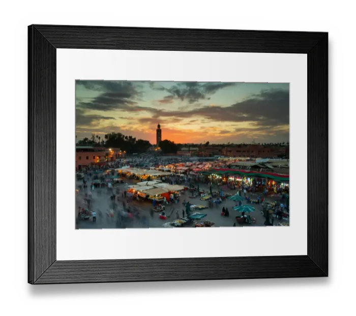 Framed Print : Jamaa el Fna (also Jemaa el-Fnaa, Djema el-Fna or Djemaa el-Fnaa) is a square and market place in Marrakeshs medina quarter (old city) with Koutubia in background. Marrakesh, Morocco, north Africa Framed Print : Jamaa el Fna (also Jemaa el-Fnaa, Djema el-Fna or Djemaa el-Fnaa) is a square and market place in Marrakeshs medina quarter (old city) with Koutubia in background. Marrakesh, Morocco, north Africa