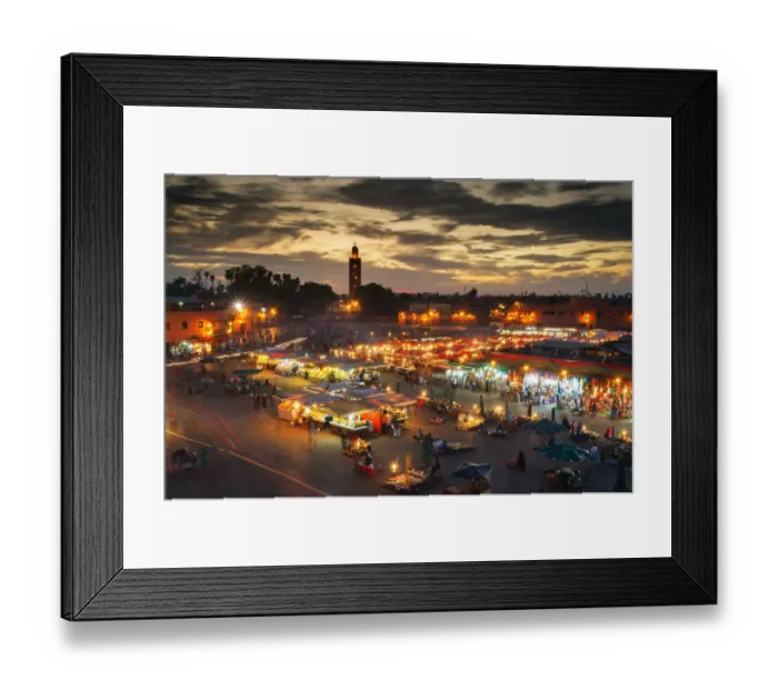 Framed Print : Jamaa el Fna (also Jemaa el-Fnaa, Djema el-Fna or Djemaa el-Fnaa) is a square and market place in Marrakeshs medina quarter (old city) with Koutubia in background. Marrakesh, Morocco, north Africa Framed Print : Jamaa el Fna (also Jemaa el-Fnaa, Djema el-Fna or Djemaa el-Fnaa) is a square and market place in Marrakeshs medina quarter (old city) with Koutubia in background. Marrakesh, Morocco, north Africa