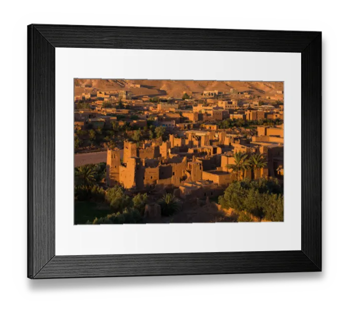 Framed Print : View of Ait Benhaddou Kasbah at sunrise, Ait Ben Haddou, Ouarzazate, Morocco Framed Print : View of Ait Benhaddou Kasbah at sunrise, Ait Ben Haddou, Ouarzazate, Morocco