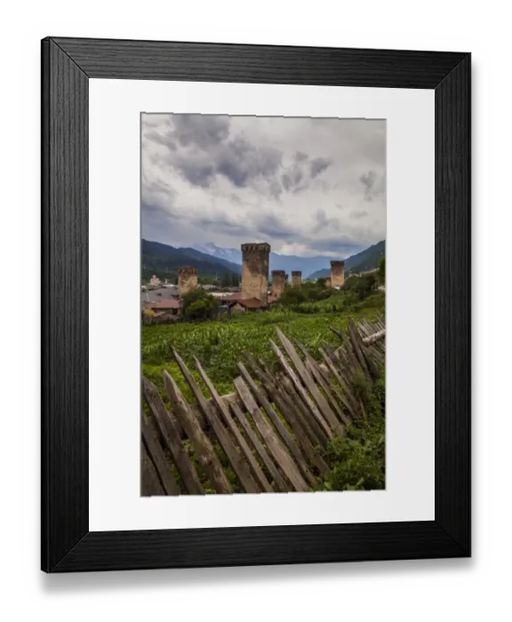 Framed Print : Svan towers in the town of Mestia. Georgia Framed Print : Svan towers in the town of Mestia. Georgia