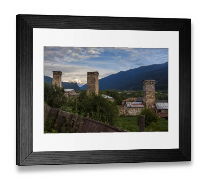 Framed Print : Svan towers in the town of Mestia. Georgia Framed Print : Svan towers in the town of Mestia. Georgia