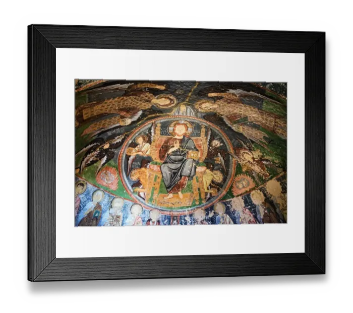 Framed Print : Fresco in a cave church in Goreme, Cappadocia