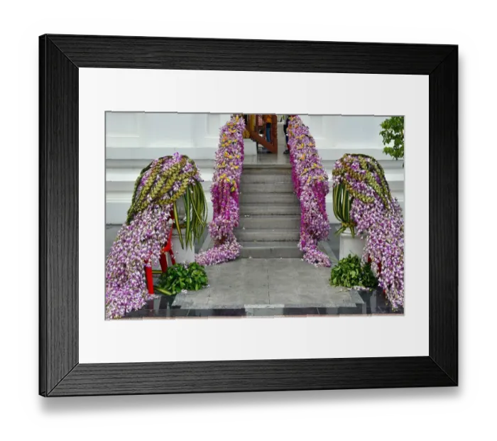 Framed Print : Flower entry at Loha Prasat temple bangkok