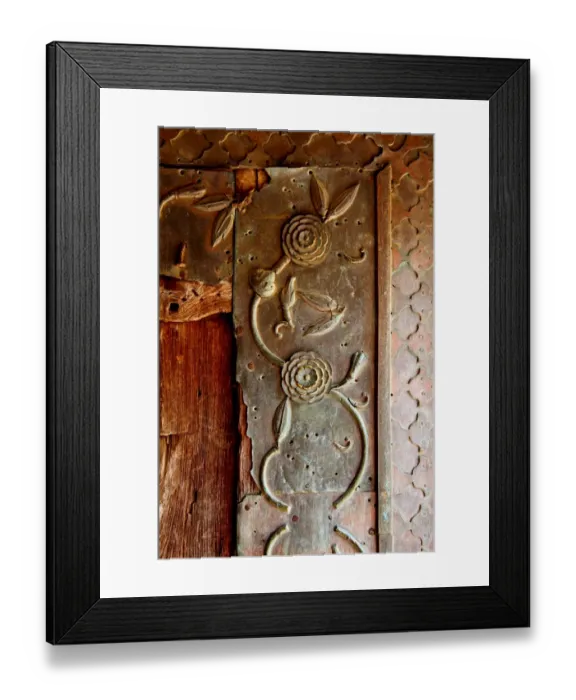 Framed Print : Brass Engraving on doors Framed Print : Brass Engraving on doors