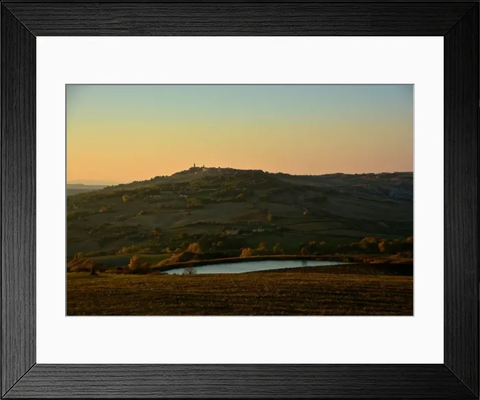 Framed Print : Sunset on Pienza from Monticchiello