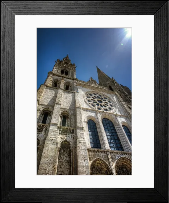 Framed Print : Chartres cathedral facade under blue sky Framed Print : Chartres cathedral facade under blue sky