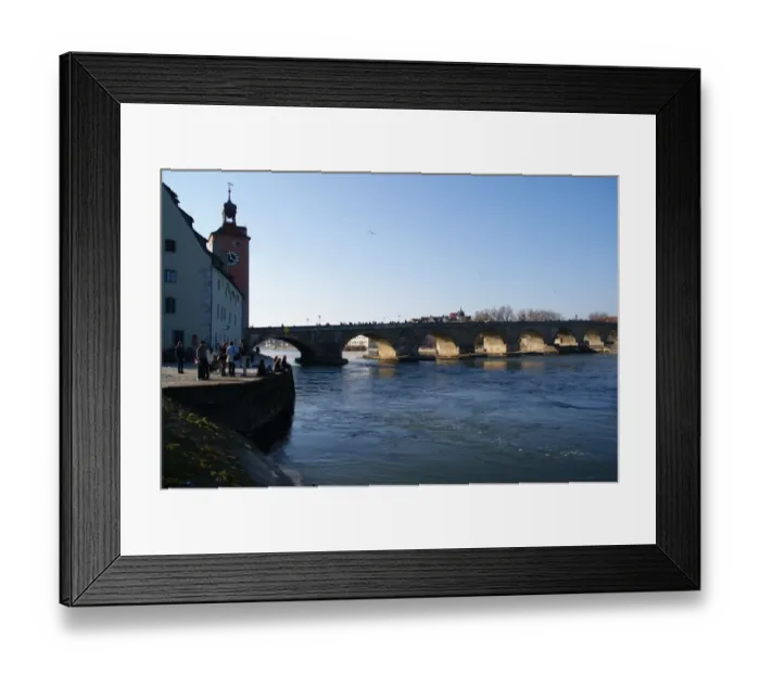 Framed Print : Sunset on old stone bridge in historic Regensburg Framed Print : Sunset on old stone bridge in historic Regensburg