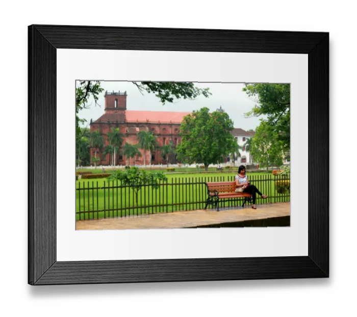 Framed Print : Woman in front of Basilica of Bom Jesus at Old Goa Framed Print : Woman in front of Basilica of Bom Jesus at Old Goa