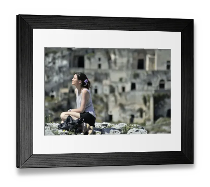 Framed Print : Women at Matera having quiet moment Framed Print : Women at Matera having quiet moment