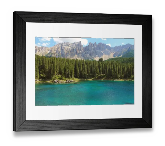 Framed Print : Lake Carezza and Latemar mountain