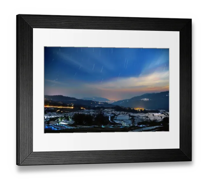 Framed Print : Star trails over Yuanyang rice terrace, China Framed Print : Star trails over Yuanyang rice terrace, China