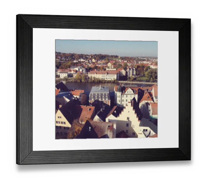 Framed Print : Panoramic view of the roofs of historic Regensburg