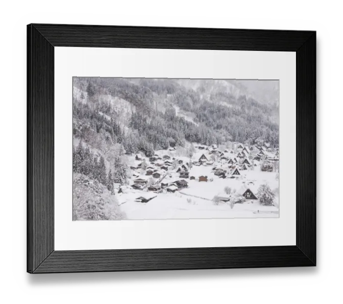 Framed Print : Shirakawa-go village with snow on winter. Japan Framed Print : Shirakawa-go village with snow on winter. Japan