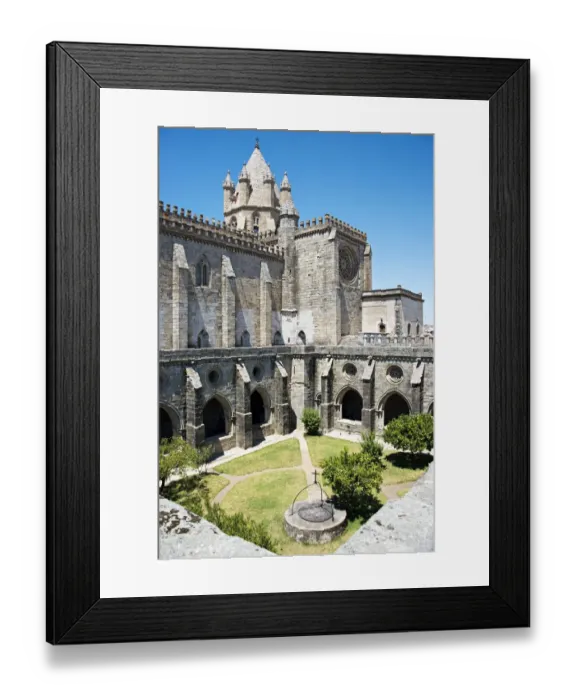 Framed Print : Courtyard cloister cathedral of Evora, Portugal Framed Print : Courtyard cloister cathedral of Evora, Portugal