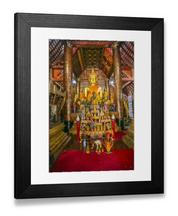 Framed Print : Buddha in Wat Xieng Thong Temple in Luang Prabang Framed Print : Buddha in Wat Xieng Thong Temple in Luang Prabang