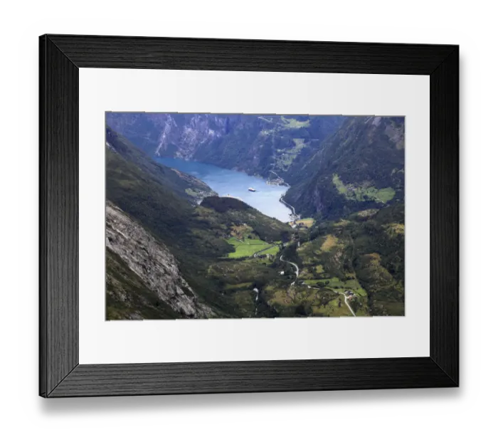 Framed Print : Geiranger town and Geirangerfjord